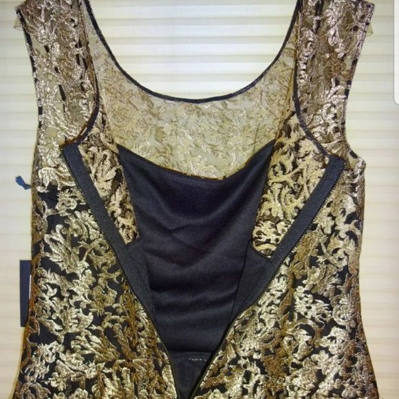 🔥Vera Wang Black & Gold Embroidered Cocktail Dress NWT Sz. 2 - Picture 8 of 9